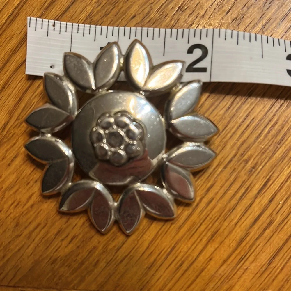 Silver Tone Monet Floral Brooch